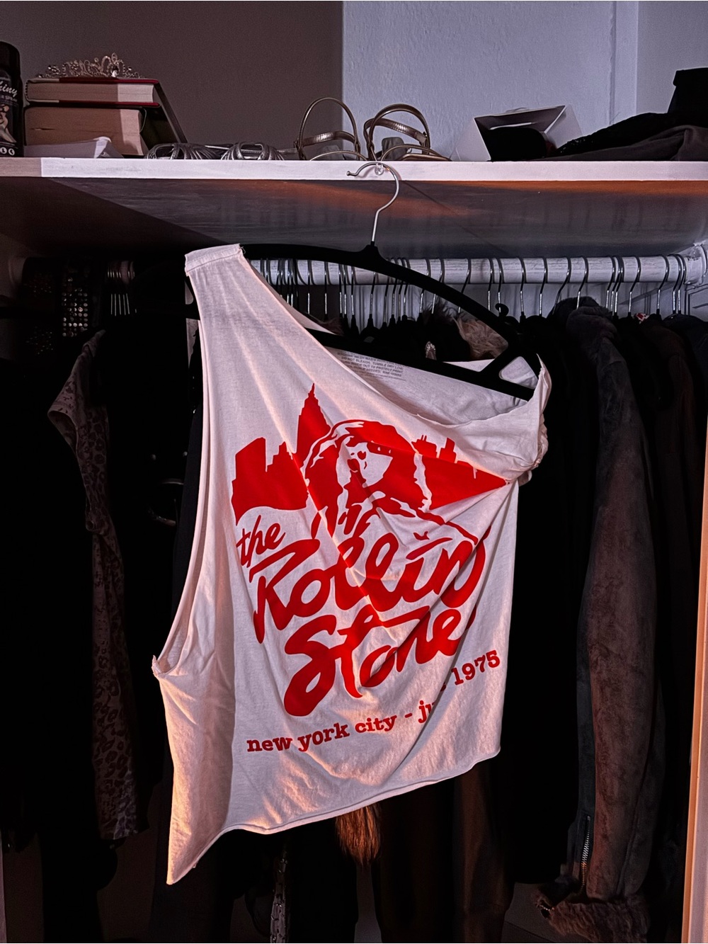 White Red Rolling Stones Graphic Muscle Tank